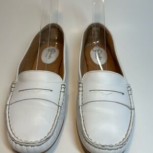 Clarks Women's Classic White Leather Loafers